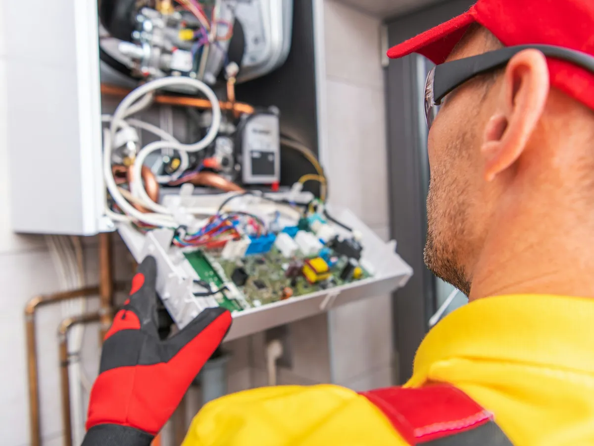 Engineer working on a boiler