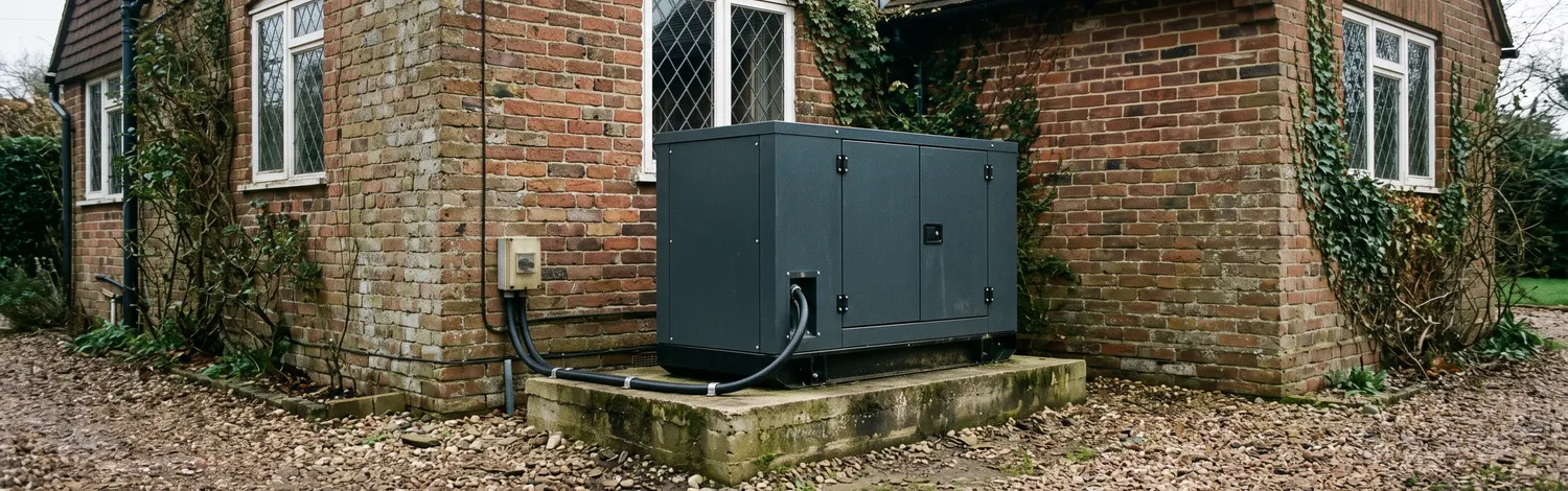 Standby generator installed beside a house