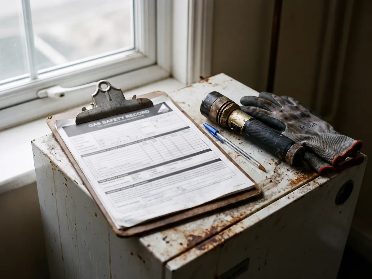 Completing a gas safety record on site