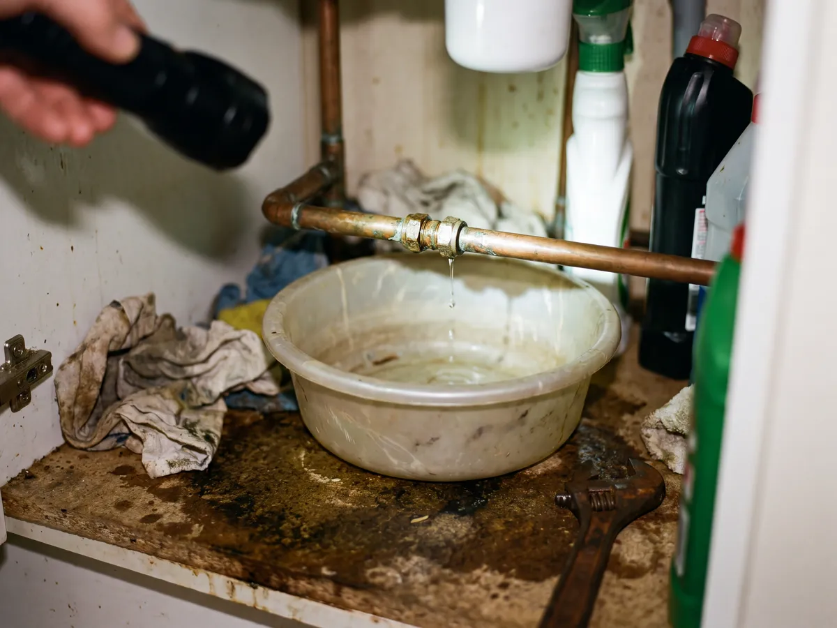 Live leak from a joint under a kitchen sink