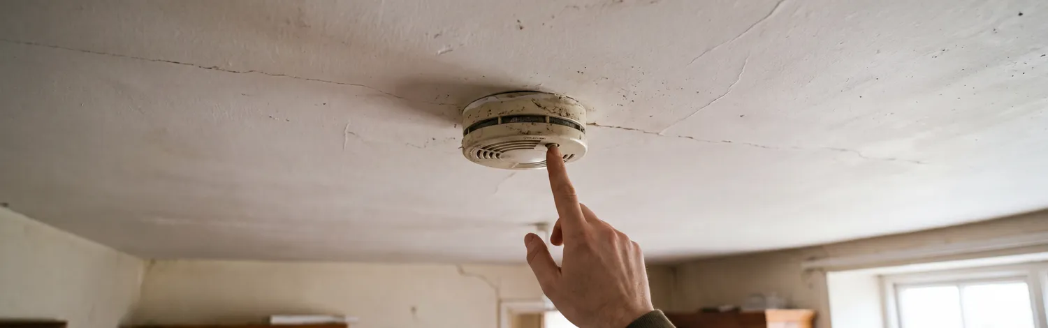 Mains-wired smoke alarm being tested